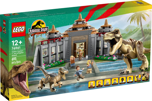 LEGO Jurassic Park Visitor Center: T. rex & Raptor Attack 76961 Buildable Dinosaur Toy; Gift for Teens and Kids Aged 12 and Up, Including a Dino Skeleton Figure, 6 Minifigures and More