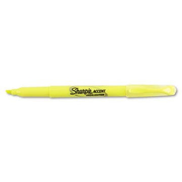 Sharpie Accent Pocket Style Highlighter, Chisel Tip, Fluorescent Yellow, 1 12/Pack, Case of 2 Packs