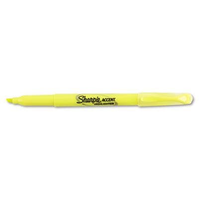 Sharpie Accent Pocket Style Highlighter, Chisel Tip, Fluorescent Yellow, 1 12/Pack, Case of 2 Packs