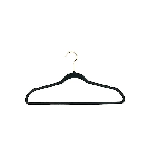 SEDLAV Premium Velvet Hangers, Non-Slip Clothes Hangers, Ultra-Thin & Sturdy Coat Hangers - Black Hanger with Shoulder Grooves - Ideal for Suits, Shirts, Dresses, Gowns (50)