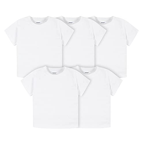 Gerber Baby Toddler 5-Pack Solid Short Sleeve T-Shirts Jersey 160 GSM, White, 12 Months