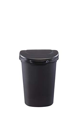 Rubbermaid Commercial Products Touch Top Trash Can/Wastebasket with Lid, 13-Gallon, Small Black Garbage Bin for Home/Kitchen/Bathroom/Bedroom/Office