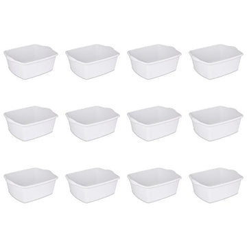 Sterilite 18-Quart Dish Pan, White, 12-Pack