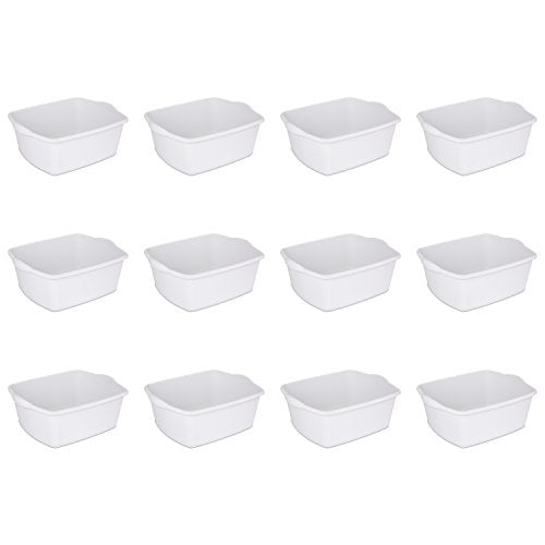 Sterilite 18-Quart Dish Pan, White, 12-Pack