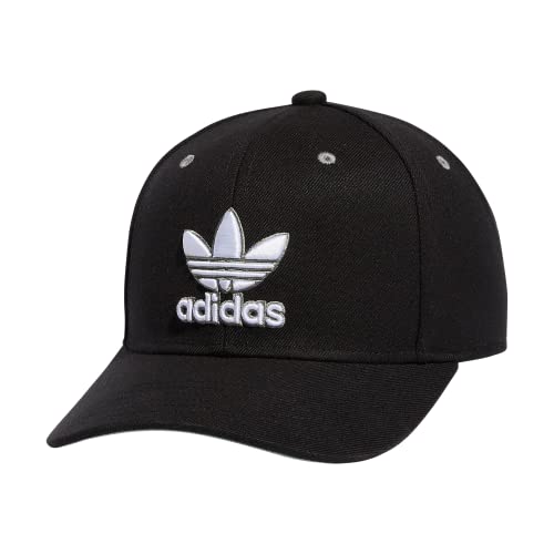 adidas Originals Men's Modern High Crown Structured Pre-Curve Brim Snapback Adjustable Fit Hat, Black/White/Silver Green, One Size