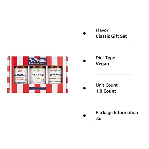 Yo Mama’s Foods Gourmet Keto Gift Set and Care Package | Includes (1) Marinara Sauce (1) Tomato Basil and | (1) Roasted Garlic | Low-Sugar, Carb, Sodium, Gluten-Free, & Fresh Ingredients!