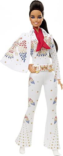 Barbie Signature Elvis Presley Barbie Doll (12-in) With Pompadour Hairstyle, Wearing “American Eagle” Jumpsuit, Gift for Collectors