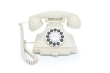 GPO Carrington Classic Retro Push-Button Phone - Pull-Out Tray, Traditional Bell Ring Tone - Ivory