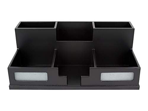 Victor 95255 Midnight Black Desk Organizer With Smartphone Holder, 10 1/2 X 5 1/2 X 4, Wood