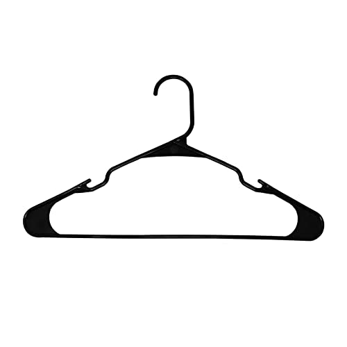 SEDLAV Black Hangers Set with Built-in Shoulder Grooves – Reinforced Plastic Edges for Stability and Support, Slim Design, Plastic Smooth Edges for Hanging Thin Strap Shirts, t-Shirts, Blouses