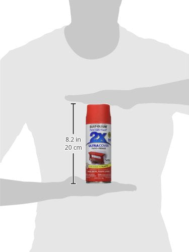 Rust-Oleum 277994 Painter's Touch 2X Ultra Cover Spray Paint, 12 oz, Satin Poppy Red