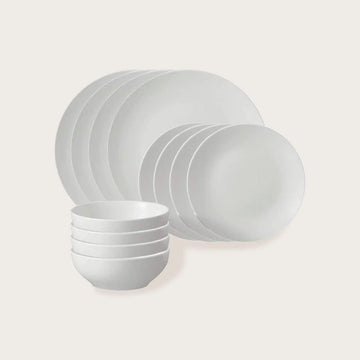 SEDLAV Glazed White Stoneware Dinnerware 1 Set of 12 Pieces