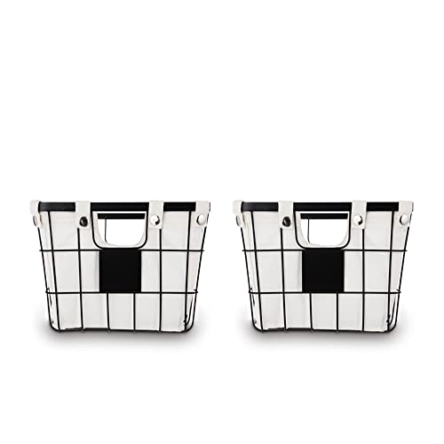 SEDLAV Storage Basket- Wire Basket to Write In Chalk, Small & Medium, Black & Linen. Baskets For Organizing, Toy Storage, Blanket Basket, Gift Baskets, Storage Basket (2 Pack of Small Baskets)