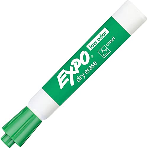 EXPO Low Odor Dry Erase Markers, Chisel Tip, Green, 12 Count