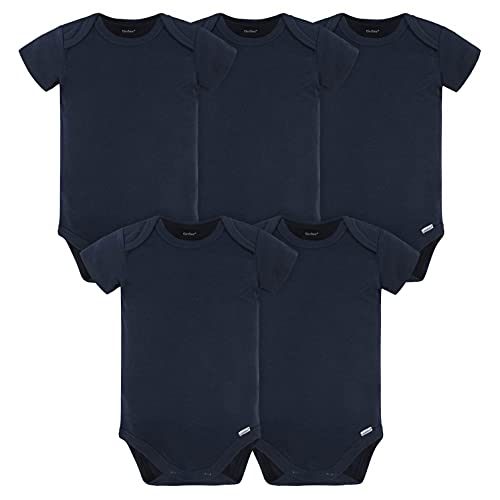 Gerber Baby 5 Pack Onesies Multi-Packs Bundle Interlock 180 gsm, Navy, 6-9 Months