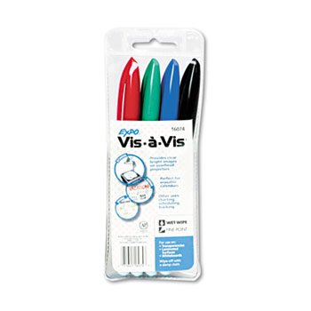 6 Pack Vis- -Vis Wet-Erase Marker, Fine Point, Asstd., 4/Set by SANFORD INK (Catalog Category: Paper, Pens & Desk Supplies / Markers)