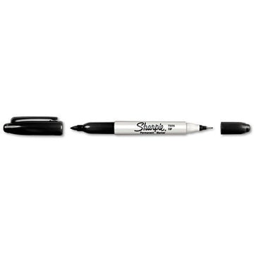 Sharpie : Twin-Tip Permanent Marker, Fine/Ultra Fine Point, Black -:- Sold as 2 Packs of - 1 - / - Total of 2 Each by Sharpie