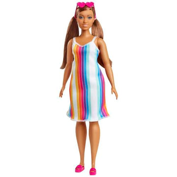 Barbie Loves the Ocean Beach-Themed Doll (11.5-inch Curvy Brunette), Made from Recycled Plastics, Wearing Fashion & Accessories, For 3 to 7 Year Olds