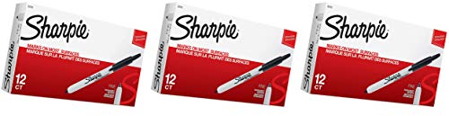 Sharpie 32701 Retractable Permanent Markers, Fine Point, 12 Ct, black - 3 Pack