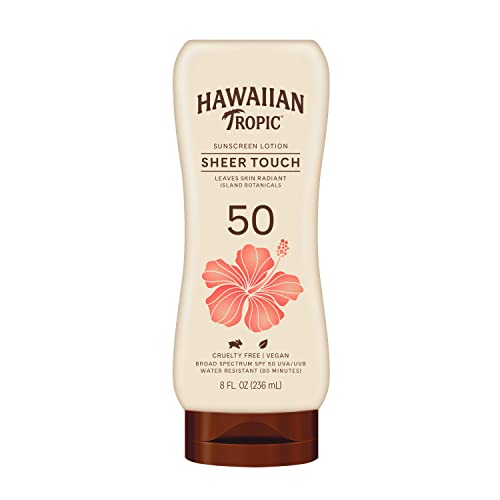 Hawaiian Tropic Sheer Touch Lotion Sunscreen SPF 50, 8oz | Hawaiian Tropic Sunscreen SPF 50, Sunblock, Broad Spectrum Sunscreen, Oxybenzone Free Sunscreen, Body Sunscreen SPF 50, 8oz