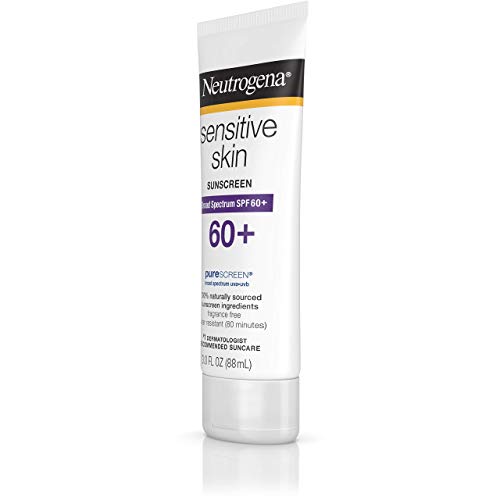 Neutrogena Sensitive Skin Sunscreen Lotion with Broad Spectrum SPF 60+, Water-Resistant, Hypoallergenic & Oil-Free Gentle Sunscreen Formula, 3 fl. oz (Pack of 3)