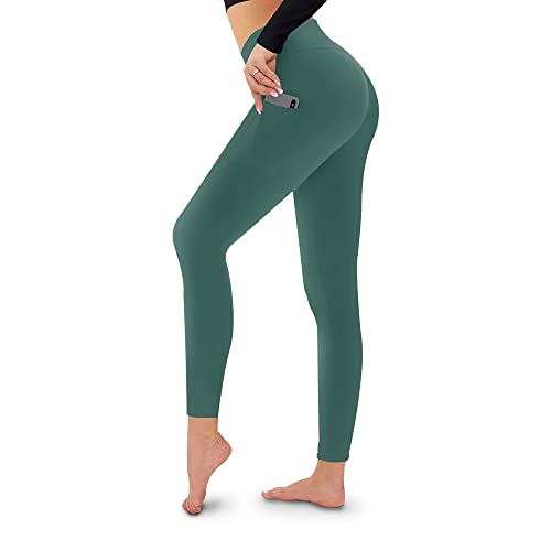 SEDLAV Leggings for Women with Pockets, High Waisted, Tummy Control, Butt Lifting. for: Workout, Yoga, Gym (Small/Medium, Viridian Green)