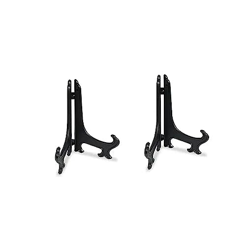 SEDLAV Decorative Plate Stand Holder Plastic Picture Easel Display Stand Picture Frame Stand Black Gold