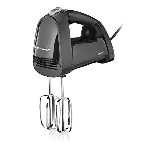 Hamilton Beach 6 Speed Hand Mixer with QuickBurst, Includes Snap-On Storage Case and 3 Attachments, Black, 62690F