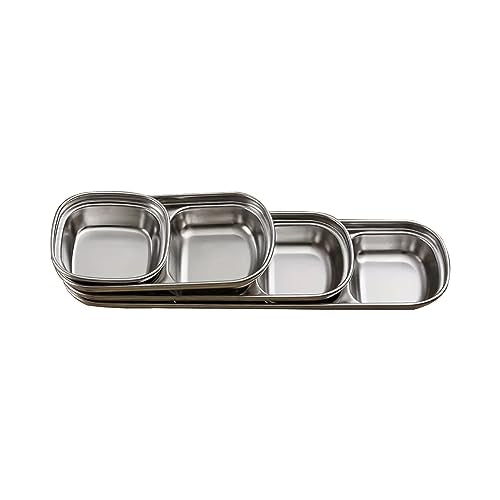 SEDLAV Stackable 304 Stainless Steel Sauce Dish - Multigrid Dip Dish with Thickened Design for Mix-Free Condiments - Easy to Clean,Ideal for Portion Control, Sauces, Salads (1 Grid)