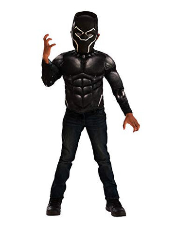 Rubie's Imagine Child's Marvel Black Panther Movie Muscle Chest Shirt Dress Up Set, Small