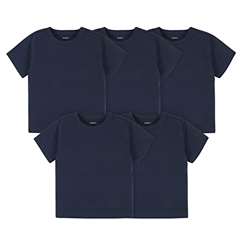 Gerber Baby Toddler 5-Pack Solid Short Sleeve T-Shirts Jersey 160 GSM, Navy, 5T