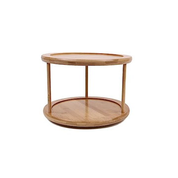 SEDLAV Natural Bamboo 2-Tier Lazy Susan Turntable Spice Rack – 360-Degree Wood Lazy Susan Turntable for Cabinet, Spice Lazy Susan Organizer for Cabinet, 10.04x10.04x6.89in – Easy Install, Lazy Susans