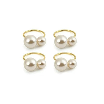 SEDLAV Sparkling Metal Napkin Rings with Faux Pearls, Elegant and Sophisticated Table Setting Napkin Rings for Weddings, Parties, and Special Occasions