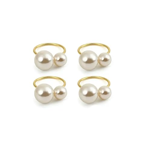 SEDLAV Sparkling Metal Napkin Rings with Faux Pearls, Elegant and Sophisticated Table Setting Napkin Rings for Weddings, Parties, and Special Occasions