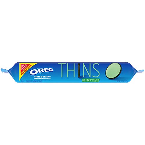 OREO Thins Chocolate Sandwich Cookies, Mint Flavored Creme, 1 Family Size Pack