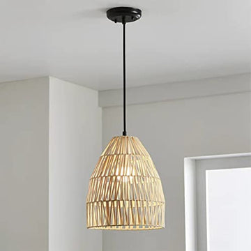 Tan Weaved Basket Pendant Light, 1 A19 Bulb Included