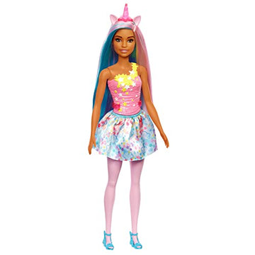 Barbie Dreamtopia Unicorn Doll with Blue & Pink Hair, Skirt, Removable Unicorn Tail & Headband, Toy for Kids Ages 3 Years Old and Up