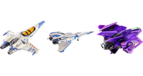 Mattel Disney Pixar Lightyear Hot Wheels Fleet Starship 3-Pack, Officially Licensed Starships from Lightyear, Toy for Kids 3 Years & Older & Collectors