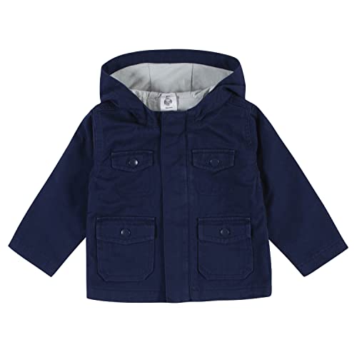 Gerber Baby Hooded Cotton Twill Utility Jacket, Navy, 24 Months