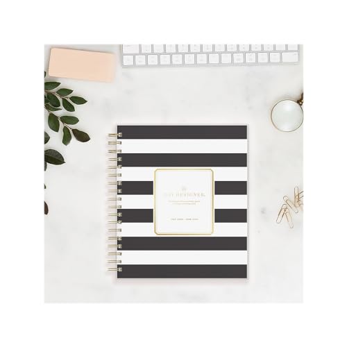 Blue Sky Day Designer for 2023-2024 Academic Year Daily and Monthly Planner, 8' x 10', Frosted Cover, Wirebound, Black Stripe (137885-A24)