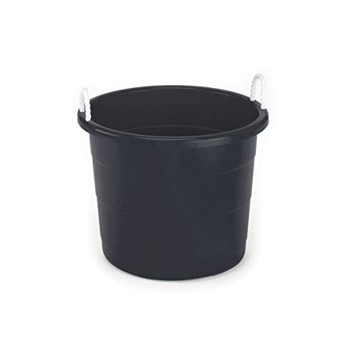 Homz 0417BKDC Plastic 17 Gallon Utility Storage Container Bucket Tub with Rope Handle, Black, Set of 4 Buckets