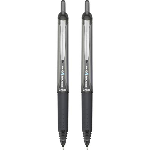 PILOT Precise V7 RT Refillable & Retractable Liquid Ink Rolling Ball Pens, Fine Point (0.7mm) Black Ink, 2-Pack (26056)