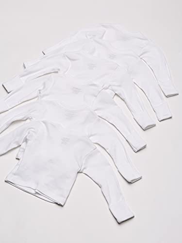 Gerber Baby 6-Pack Long-Sleeve Side-Snap Mitten-Cuff Shirt, White, Newborn