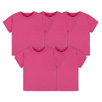 Gerber Baby Toddler 5-Pack Solid Short Sleeve T-Shirts Jersey 160 GSM, Hot Pink, 5T