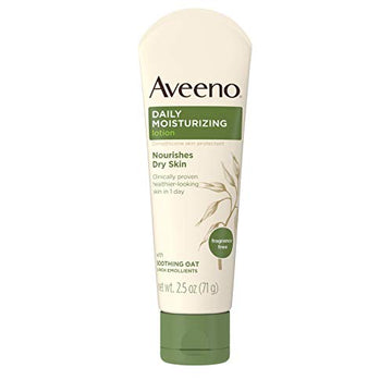 Aveeno Daily Moisturizing Body Lotion with Soothing Oat and Rich Emollients to Nourish Dry Skin, Fragrance-Free, 2.5 fl. oz