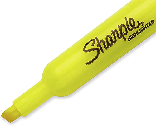 Fluorescent Yellow Tank Style Highlighters, Chisel Tip (Box of 36)