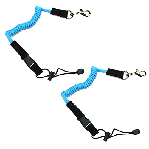 2 Pieces Kayak Paddle Leash Rope Elastic Fishing Rod Safety Lanyard Belt Buckle Water Sports Boating Accessories, Blue