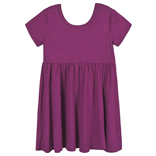 Gerber Baby Girls Toddler Buttery Soft Short Sleeve Twirl Dress with Viscose Made from Eucalyptus, Wine, 2T