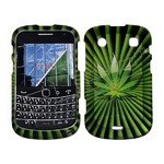 Black Berry Bold Touch 9930 9900 Cover Faceplate Face Plate Housing Snap on Snapon Protective Hard Crystal Rubberized Case Shield Transparent Green Leaf Weed POT Rubberized Design