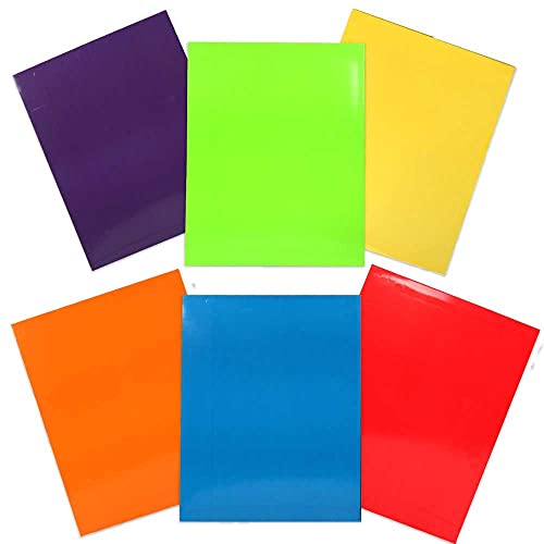 JAM PAPER Laminated Two Pocket Glossy School Folders - Letter Size - High Gloss Assorted Primary Colors - 6/Pack